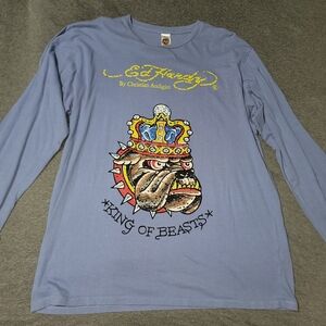 Ed Hardy Graphic Bulldog Long Sleeve Shirt